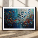 Modern Abstract Fish Shoal Wall Art Canvas Print, Colorful