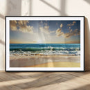 Golden Sunset Beach Triptych Canvas Wall Art for Living Room