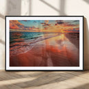 Sunset Beach Wall Art | Ocean Canvas Print | Coastal Wall