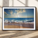 Serene Ocean Sunset Canvas Wall Art - Beach Waves at Sunset,