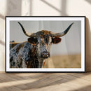 Texas Bull Longhorn Wall Art Canvas Print for Farm House