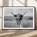 Texas Cow Longhorn Wall Art Canvas Print for Farm House Wall