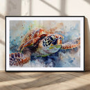 Watercolor Sea Turtle Wall Art Canvas Print - Vibrant Ocean