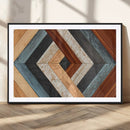 Geometric Wood Art Wall Decor Canvas Print, Rustic Wooden