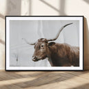 Rustic Bull Wall Art Canvas Print – Modern Longhorn