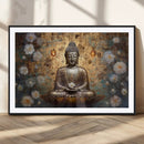Golden Buddha Wall Art Canvas Print | Zen Meditation Floral