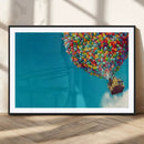 Carl Fredricksen, Up Movie Wall Art, Colorful Balloon House