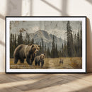 Rustic Grizzly 399 Bear Family Wall Art Canvas Print