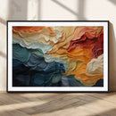 Blue Orange Abstract Wave Wall Art Canvas Print, Framed Blue