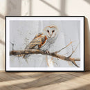 Barn Owl Wall Art on Branch | Stunning Canvas Print for