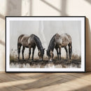 Chines Ink Style Horses Wall Art Canvas Print