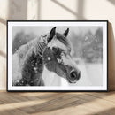 Black Horse Winter Wall Art | Ready to Hang and Framed |