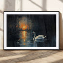 Abstract Swan on Water Wall Art Canvas Print - Elegant