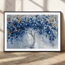 Blue and Gold Abstract Tree Wall Art Canvas Print | Modern