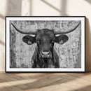 Abstract Longhorn Bull Wall Art Canvas Print - Rustic Texas
