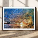 Ocean Wave at Sunset Canvas Wall Art – Vibrant Coastal Beach
