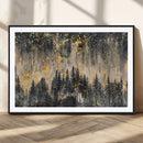 Golden Forest Abstract Wall Art | Dark Forest with Gold