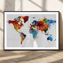 Colorful World Map Canvas Wall Art Print, Contemporary