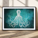 Green Octopus Abstract Wall Art Canvas Print