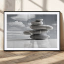 Still Life Black and White Zen Stones Wall Art Canvas,