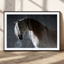 Large Wall Art Cream Colored Horse on Grey Background Canvas