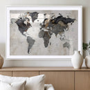 Abstract Map Printing - Modern World Map Canvas Wall Art for