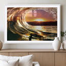 Golden Wave Sunset Triptych Canvas Art, Giclee Canvas Print