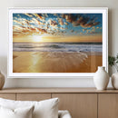 Golden Sunset Beach Print Canvas Wall Art, Giclee Canvas