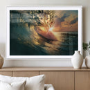 Ocean Wave Sunset Canvas Wall Art – Triptych Seascape Print