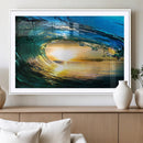 Ocean Wave at Sunset Canvas Art, Large Wall Print of Vibrant