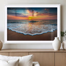 Sunset Beach Canvas Wall Art – Colorful Ocean Waves Triptych