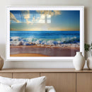 Tropical Beach Sunset Canvas Art, Ocean Waves and Sandy