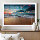 Sunset on Beach Wall Art Ocean Beach Canvas Print