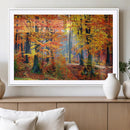 Autumn Red Forest Triptych Canvas Wall Art Print, Forest