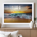 Golden Sunset Ocean Waves Wall Art Canvas Print – Multi