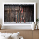 Vintage Ski Gear Canvas Print, Vintage Ski Gear Against