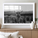 Black and White Highland Cow Canvas Wall Art, Longhorn by MyGreatCanvas | Canvas Wall Art Prints | Photo Prints & Wall Decor