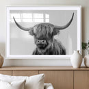 Grayscale Scottish Highland Cow Cattle Art Print Farmhouse by MyGreatCanvas | Canvas Wall Art Prints | Photo Prints & Wall Decor