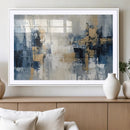 Modern Abstract Canvas Wall Art in Blue and Gold Tones |