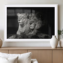 Lion Couple Wall Art Canvas Print – Elegant Black and White