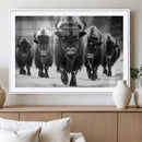 American Bison Art | Buffalo Herd Wall Art Canvas Print, BW