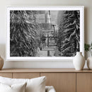 Winter Ski Lift Black and White Canvas Wall Art – Alpine