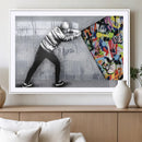 Banksy Art Behind the Curtain Street Wall Art Canvas Print |