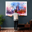 Disney Wall Art: Dreamy Watercolor Cinderella Castle Canvas by MyGreatCanvas | Canvas Wall Art Prints | Photo Prints & Wall Decor