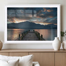 Mountain Lake Wood Pier Canvas Wall Art Nature Lake Print