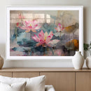 Lotus Flower Wall Art | 3-Panel Giclee Canvas Print of Pink