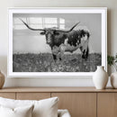 Texas Black White Highland Longhorn Cow Wall Art Canvas by MyGreatCanvas | Canvas Wall Art Prints | Photo Prints & Wall Decor