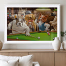 Dogs Playing Pool Canvas Wall Art Funny Gifts Dog Print