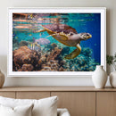 Sea Turtle Wall Art Canvas Print – Vibrant Ocean Coral Reef