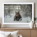 Grizzly Bear Wall Art – Framed Snowy Forest Canvas Artwork, by MyGreatCanvas | Canvas Wall Art Prints | Photo Prints & Wall Decor